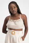 Claire Strappy Crop Top - Stone - M