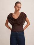 Olivia Draped Mesh Cape Top - 20 Chocolate