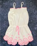 Naartjie White Romper With Pink Embroidery 4Y