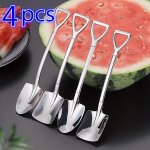4PCS Set Stainless Steel Shovel Spoons - Creative Dessert & Watermelon Scoops Cute Fruit Serving Tools For Kitchen And Restauran