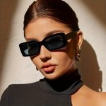 Rectangle Fashion Glasses For Women Men Retro 90S Vintage Sun Shades Glasses For Summer Beach Travel