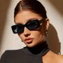Rectangle Fashion Glasses For Women Men Retro 90s Vintage Sun Shades Glasses For Summer Beach Travel