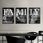 3PCS Unframed Black And White Lion Family Quote Home Signs Canvas Painting Poster And Prints Animal Wall Art Living Room Decorat