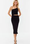 Midi Dress With Slit - Black