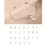 Women's Stainless Steel 26 English Letter Pendant Knotted Bangle Bracelet Hand Jewelry Gift