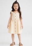 Flounce-trimmed Cotton Dress - Multi Yellow