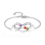 CBA104296 - 925 Sterling Silver Infinity Bracelet With Birthstones