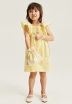 Smock-detail Cotton Dress - Yellow
