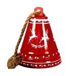 Bell With Jute Rope Metal 19X19X23CM Red Reindeer