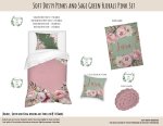 Kids Duvet Set Soft Dusty Pinks And Sage Green Florals Pink