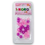 Fashion Hair Plastic Beads - Pink Purple & Clear
