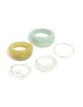 Silver & Green Acrylic Bubble Stacking Rings 5-PACK - M l