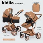 2 In 1 Kidilo 609 Egg Stroller With Bassinet + Nappy Bag - Grey