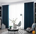 Dot Readymade 100% Silky Blackout Curtain Taped - Blue