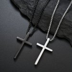 1PC Men's Titanium Steel Necklace Jewelry Simple Cross Necklace Pendant For Men & Women