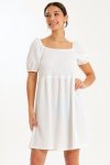 Ladies Puff Sleeve Square Neck A-line Dress