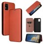 For Zte Blade A31 Carbon Fiber Texture Magnetic Horizontal Flip Tpu + PC + Pu Leather Case With Card Slot Brown
