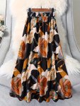 Floral Print Elastic Waist Skirt Casual A-line Skirt For Spring & Summer Women's Clothing