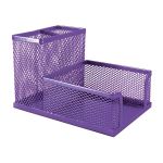 : M415 Wire Mesh Metal Cube & Pen Holder Purple