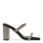 Black Nylon Mid Heel Sandal