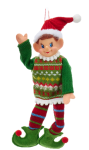 Fabric Christmas Elf With Green Jersey