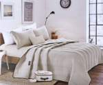 Smte King Size Pre-washed Quilt Set Polyester Material 4 Piece Light Cream With Keychain