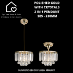 Polished Gold With Crystals 2 In 1 Pendant - Ses - 230MM