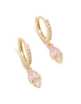 Goldair Gold Plated Pink Cubic Zirconia Huggie Earrings
