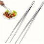 1PC Extra-long & Thick Stainless Steel Bbq Tongs - Non-slip Easy Grip For Home Cooking & Outdoor Grilling Polished Finish