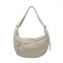 Women Beige Nylon Crescent Crossbody Bag Casual Sling Dumpling Purse