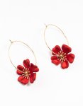 Goldair Gold Red Pearlised Stapled Flower Drop Earrings