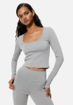 Cropped Jersey Top - Light Grey