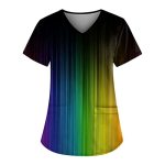 Scrubs For Women V Neck Short Sleeve Printed Tops Cartoon Pattern Plus Size Nursing With Pockets Yellows L