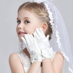 1PAIR Children's Decorative Bow Satin Flower Girl Gloves