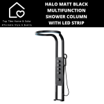 Halo Matt Black Multifunction Shower Column With LED Strip