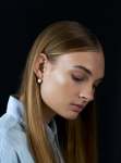 Double Pearl Drop Earrings - 10K White Gold