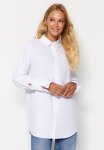 Ruffle Detail Cotton Woven Shirt - White