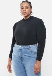 Drape Sleeve Bodysuit With Turtleneck - Black