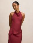 Skyler Petite Halter Satin Top - 16 Ruby Wine Co-ord