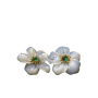 Natural Green Chalcedony Earrings With White Mother-of-pearl Flower Design