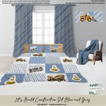 Kids Duvet Set Lets Build Construction Set Blue And Grey