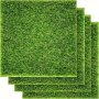 Artificial Grass Miniature Fairy Garden Ornament - 4 Pcs Plastic Craft Grass Mats 15.24X15.24 Cm For Diy Dollhouse Landscaping Suitable For Ages 14+