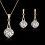 Inlaid Square Shape Artificial Crystal Jewelry Set With Pendant Necklace & Drop Earrings Prom Costume Jewelry Set For Women