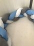 4AKID Braided Cot Bumper 2M Baby Blue Grey & White