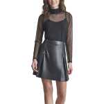 Mesh Turtle Neck Pull-over Top -black