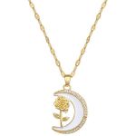 Rose On The Moon Stainless Steel Necklace