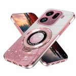 Wousunly Compatible With Oppo Find X9 Pro Case With Stand Clear Magnetic Glitter Phone Case For Find X9 Pro Slim Silicone Platin