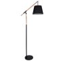Bright Star Lighting - Metal And Wood Standing Lamp With Black Fabric Shade