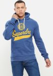 Script Style Col Hoodie - Rich Blue Marl