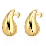 14K Gold Chunky Waterdrop Earrings For Women Lightweight Hollow Teardrop Dangle Earrings Gold Drop Earrings For Women Fashion Je